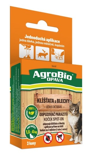 AgroBio ATAK Ektosol Odpuzovač parazitů koček Spot-On 3x0,7ml S