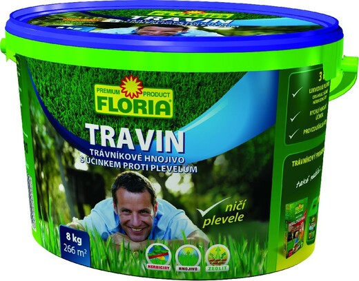 FLORIA TRAVIN Trávníkové hnojivo proti plevelu 3 v 1 - 8 kg