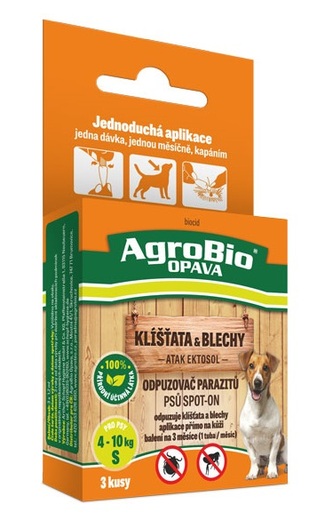 AgroBio ATAK Ektosol Odpuzovač parazitů psů Spot-On 3x1,2ml S